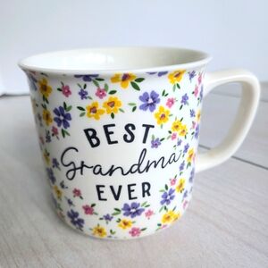 Best Grandma Ever - Floral Print Coffee Mug - Purple Pink Yellow